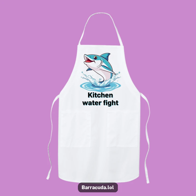 Funny Barracuda Apron: Splashy Chef Leaping, Perfect Kitchen Humorous Gift