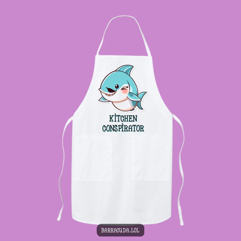 Funny Barracuda Wink Apron: Mischievous Chef's Gear, Perfect Humorous Gift for Kitchen Sass