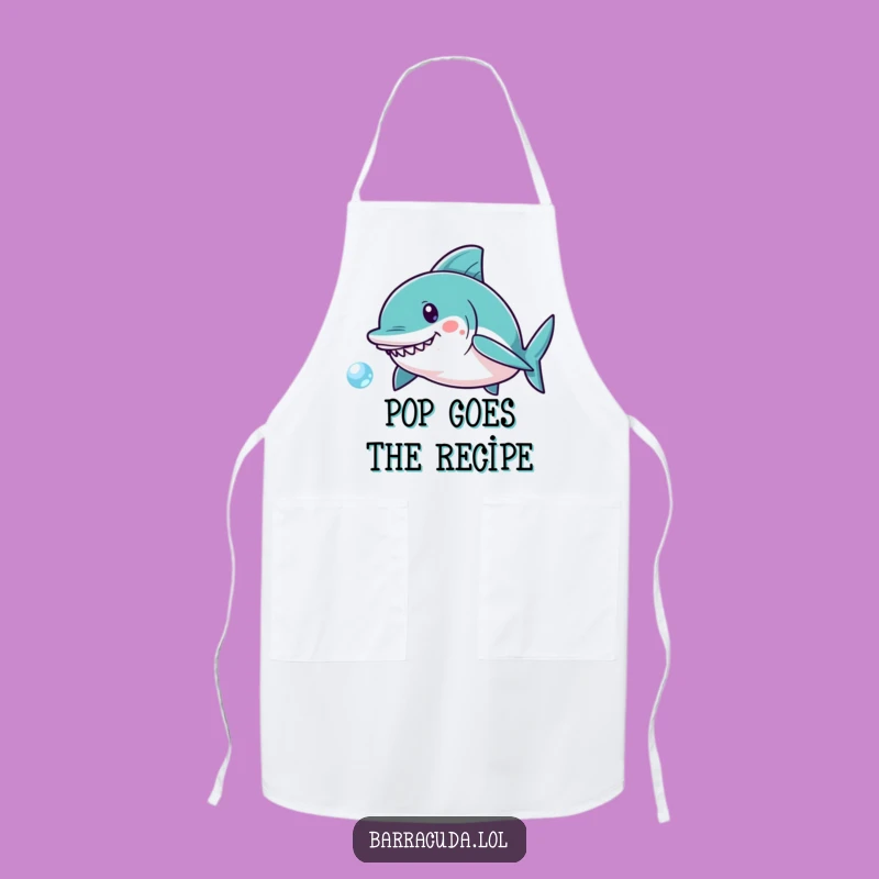 Funny Kawaii Barracuda Apron: Playful Bubble Chase Kitchen Fun, Hilarious Chef Gift