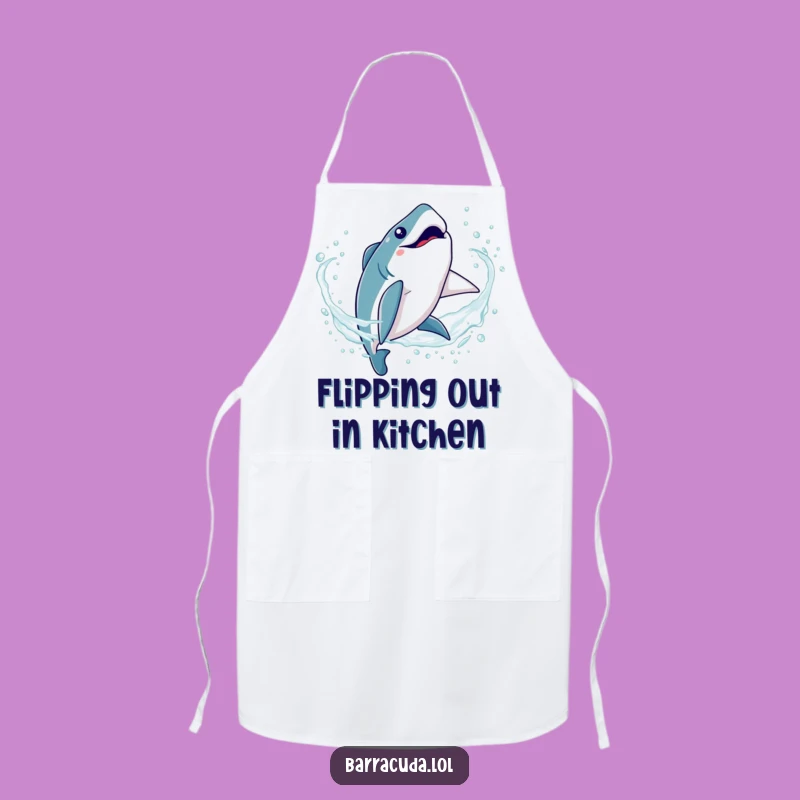 Funny Kawaii Barracuda Apron: Silly Somersault Kitchen Fun, Hilarious Chef Gift