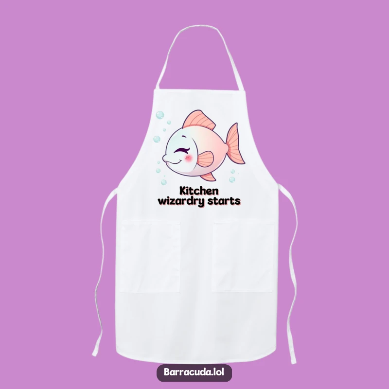 Funny Winking Fish Apron: Cook with Playful Bubbles and Charm