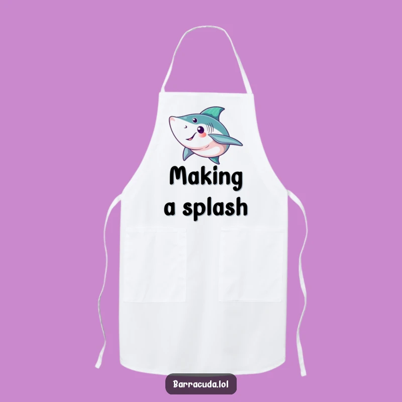 Funny Barracuda Wave Apron - Quirky Kitchen Wear for Seafood Chefs