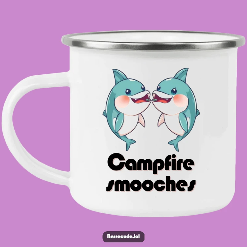 Funny Kawaii Barracuda Enamel Mug: Playful Camp Kisses!