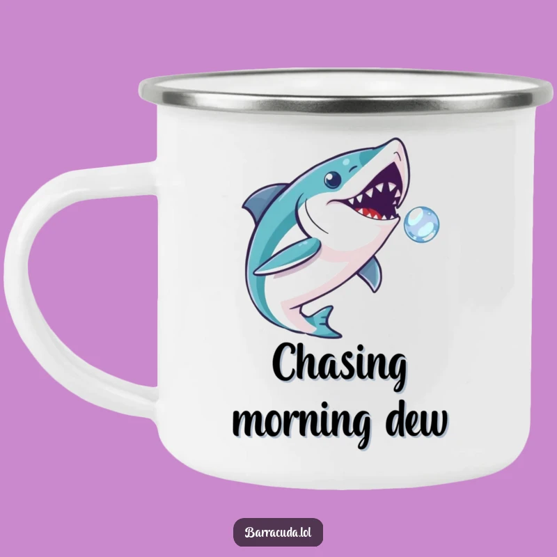 Funny Playful Barracuda Bubble Camping Mug - Outdoor Whimsy & Hilarious Adventure Gift!