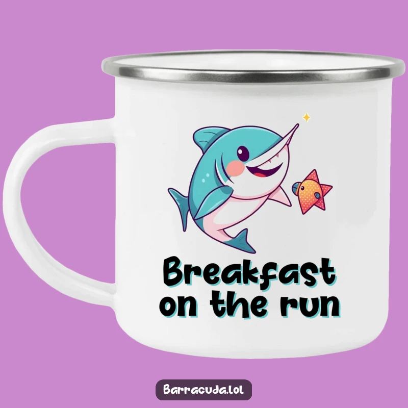 Funny Kawaii Barracuda Enamel Mug: Adventure Glee On The Go!