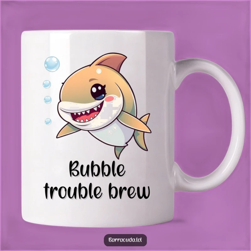 Funny Barracuda Mug: Mischievous Fish Chasing Bubbles, Perfect Humorous Gift for Marine Life Lovers