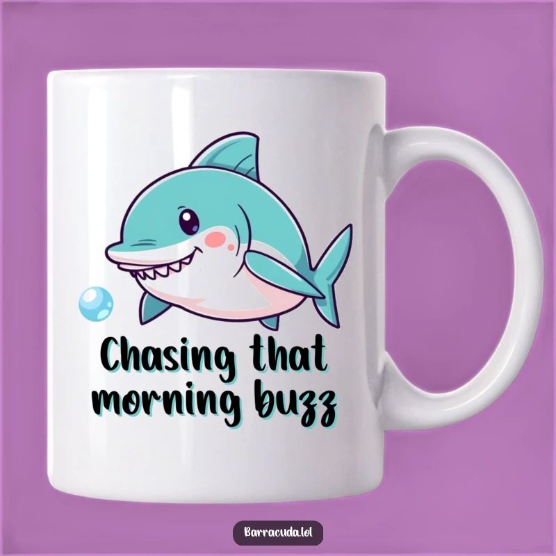 Funny Kawaii Barracuda Bubble Chase Mug: Playful Fish Fun, Perfect Gift for Joyful People
