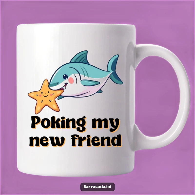 Funny Barracuda Starfish Nudge Mug - Playful Ocean Friendship Gift Idea