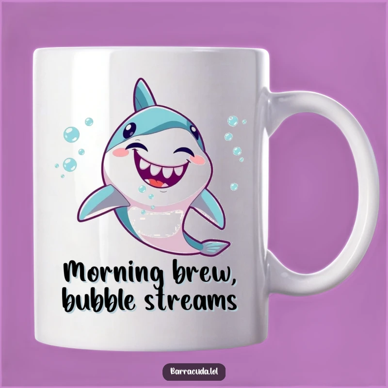 Funny Kawaii Barracuda Bubble Giggle Mug: Happy Bubbles, Perfect Hilarious Gift