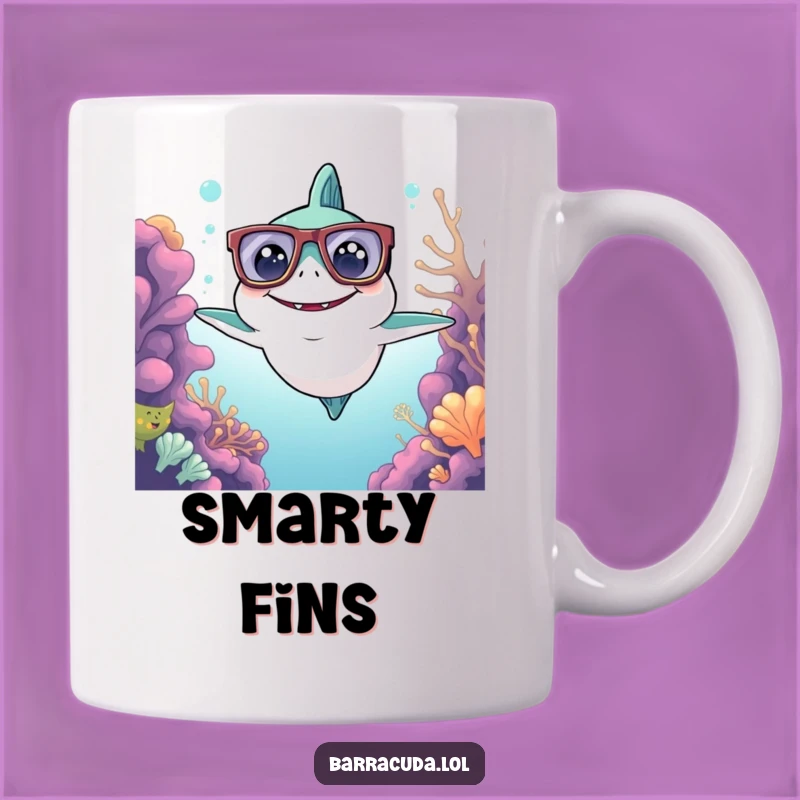 Funny Kawaii Barracuda Glasses Mug - Smart Ocean Humor Gift Idea