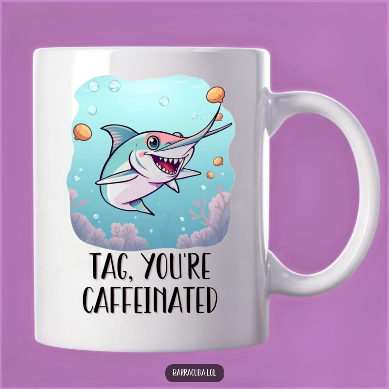 Funny Energetic Barracuda Tag Mug - A Playful Gift for Game Lovers!