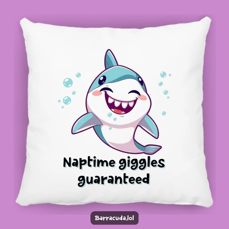 Funny Kawaii Barracuda Pillow: Giggling Bubble Comfort, Cozy & Joyful Gift