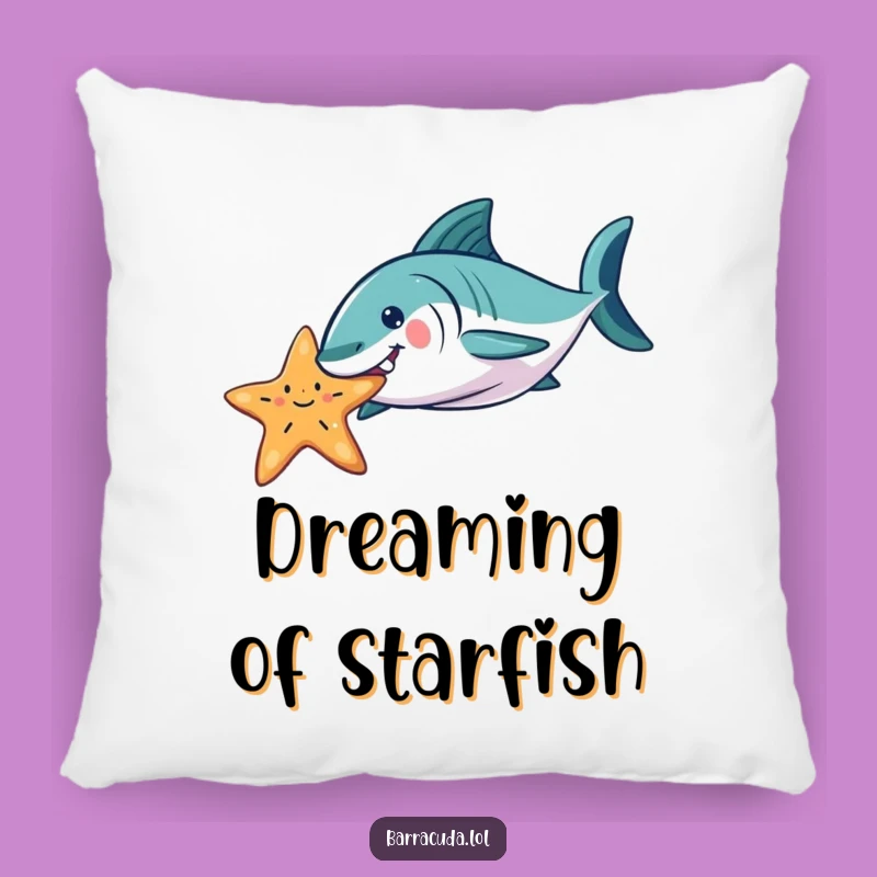 Soft Funny Barracuda Starfish Pillow - Cozy Playful Ocean Decor