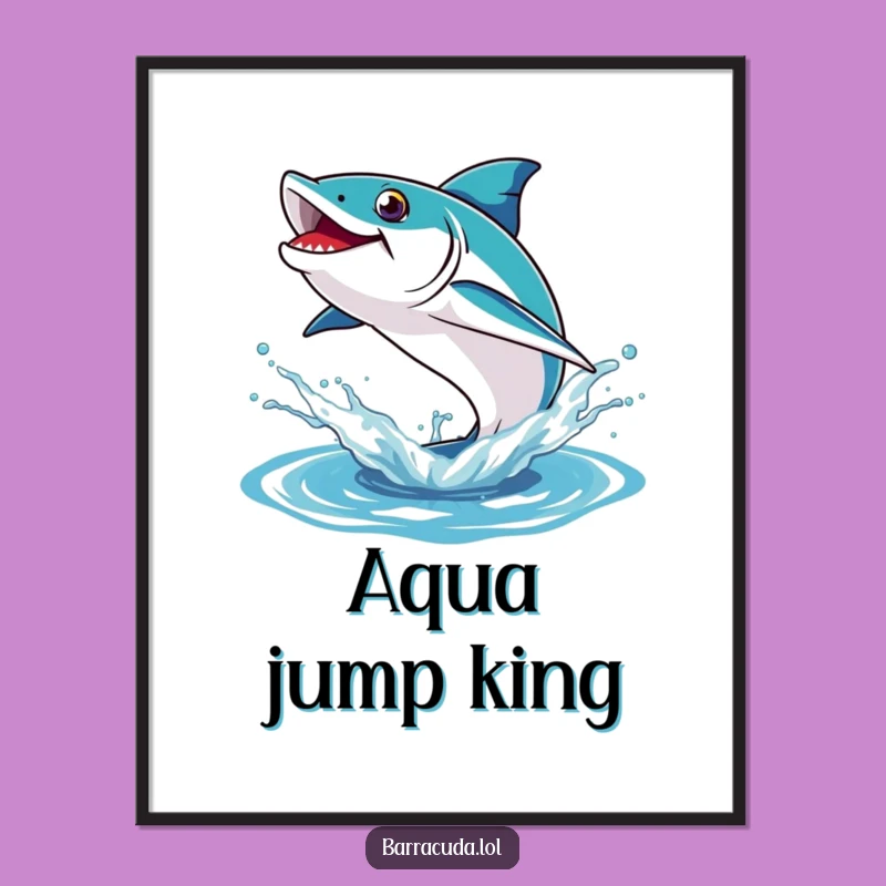 Funny Barracuda Digital Art: Dynamic Leap & Splash, Instant Energetic Decor Gift