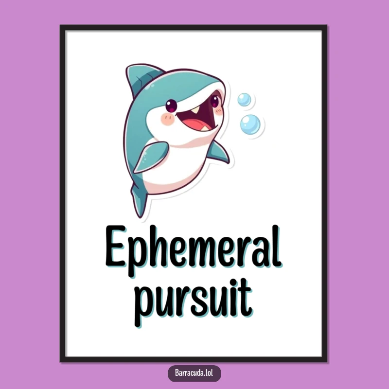 Funny Barracuda Bubble Chase Digital Art: Playful Fish Decor, Perfect Humorous Gift for Instant Joy