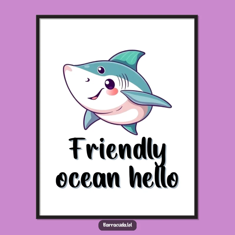 Funny Barracuda Wave Digital Art Print - Instant Aquatic Wall Decor