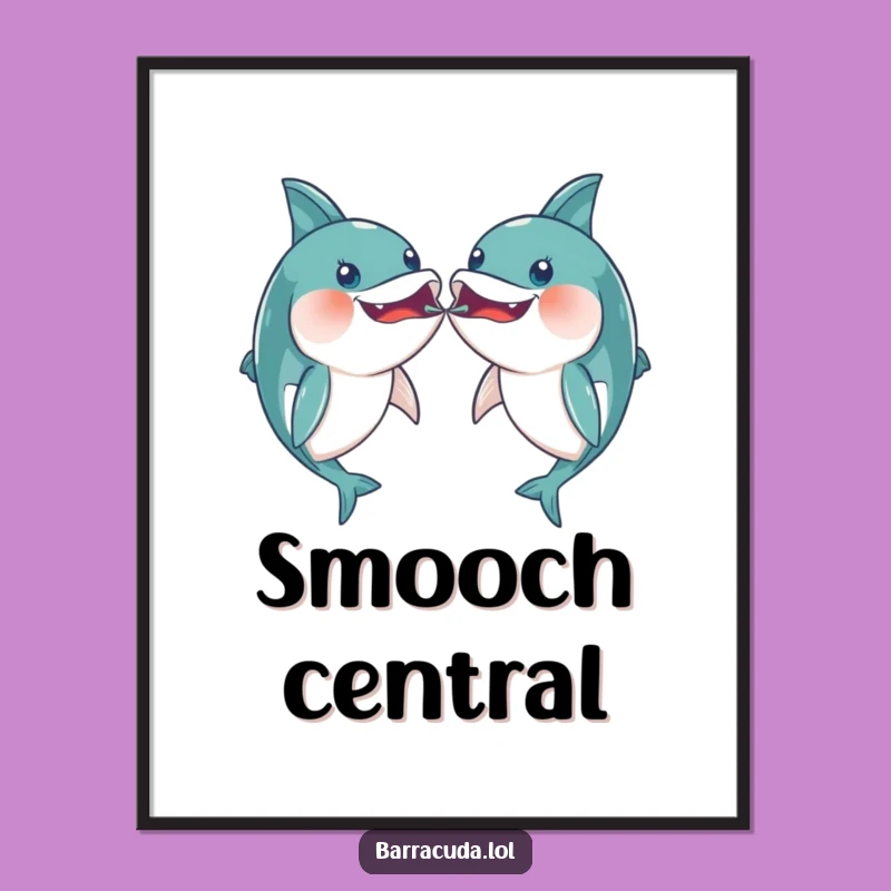 Funny Kawaii Barracuda Digital Art: Playful Mouth Bump for Your Screen!