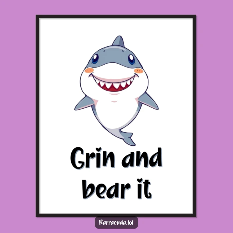 Funny Kawaii Barracuda Digital Print: Goofy Tooth Grin Art, Instant Hilarious Decor