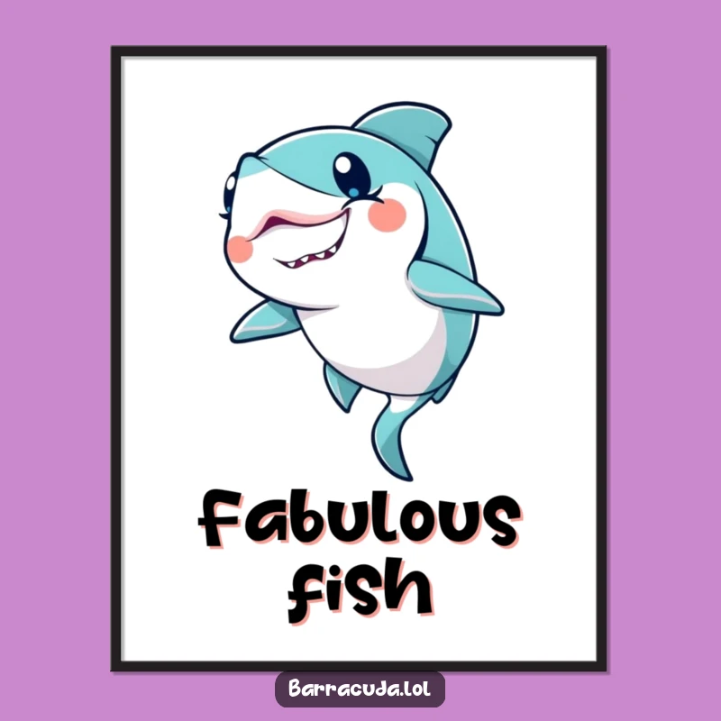 Funny Kawaii Barracuda Wink Digital Art - Instant Magical Download