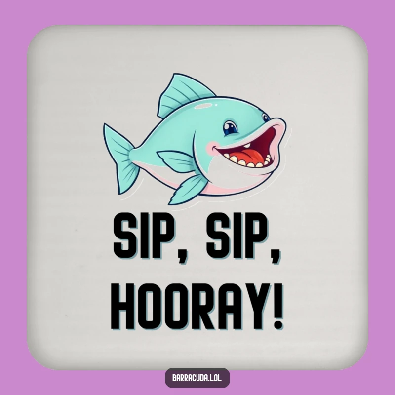 Funny Toothy Grin Fish Coaster: Protect Surfaces with Gleeful Style