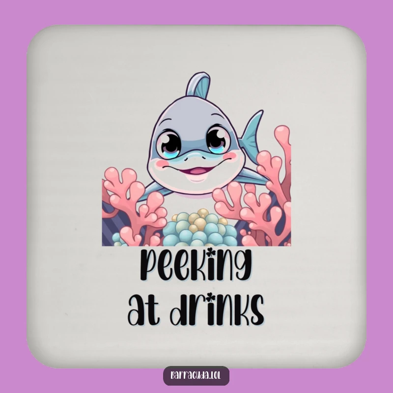 Funny Curious Barracuda Peek Drink Coaster - Chic Surface Protection & Hilarious Gift!