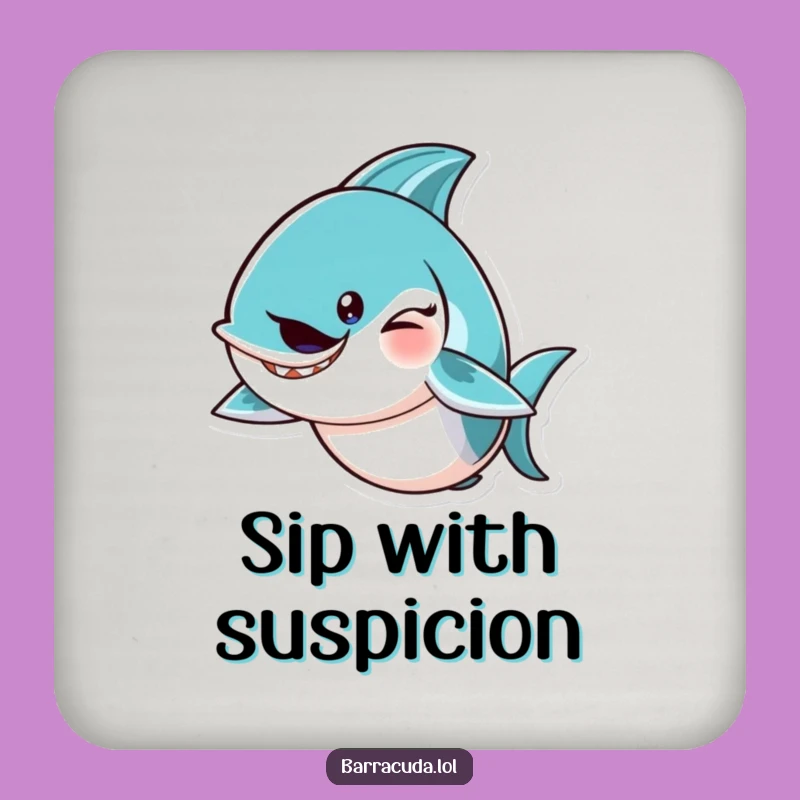 Funny Barracuda Wink Drink Coaster: Mischievous Protector, Humorous Gift for Tables