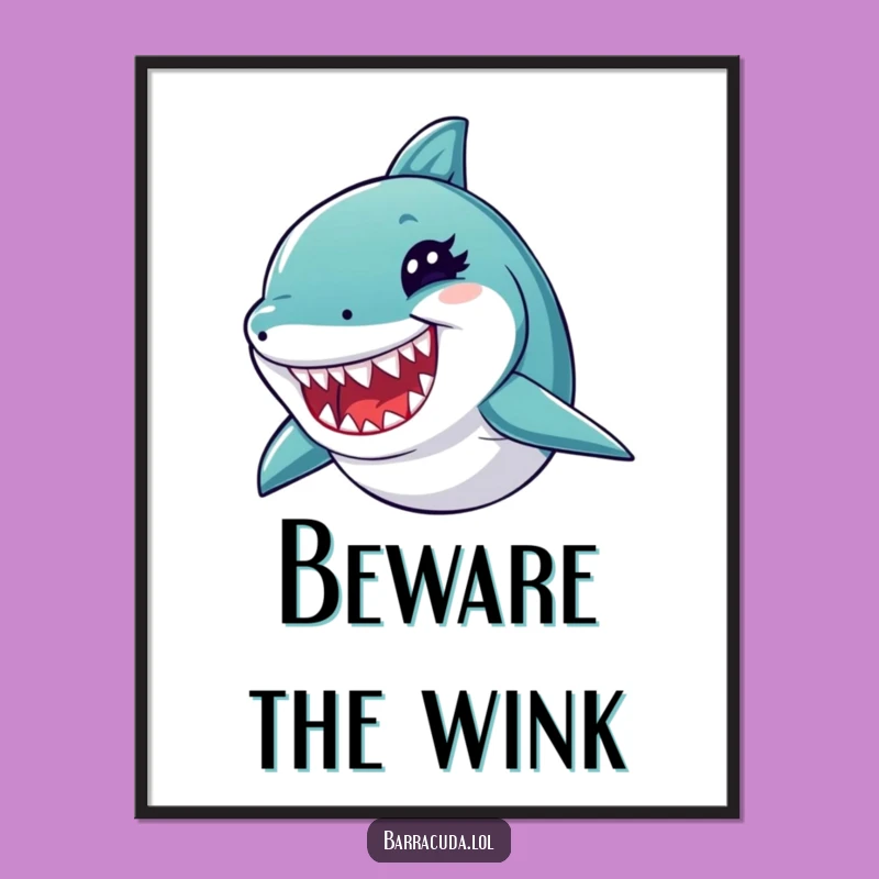 Funny Winking Barracuda Poster - Bold Art & Hilarious Ocean Decor!