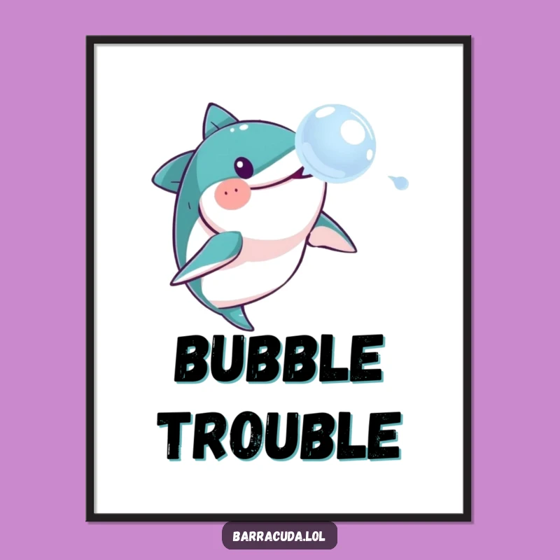 Funny Barracuda Bubble Poster: Brighten Your Walls with This Hilarious Aquatic Art!