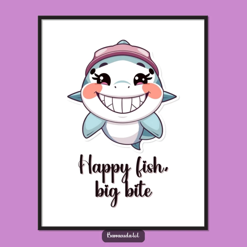 Funny Barracuda Grin Poster: Brighten Your Walls With Cheerful Fish Art
