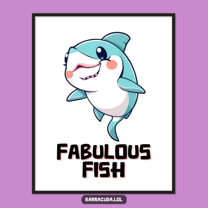 Funny Kawaii Barracuda Wink Poster - Enchanting Ocean Art Print