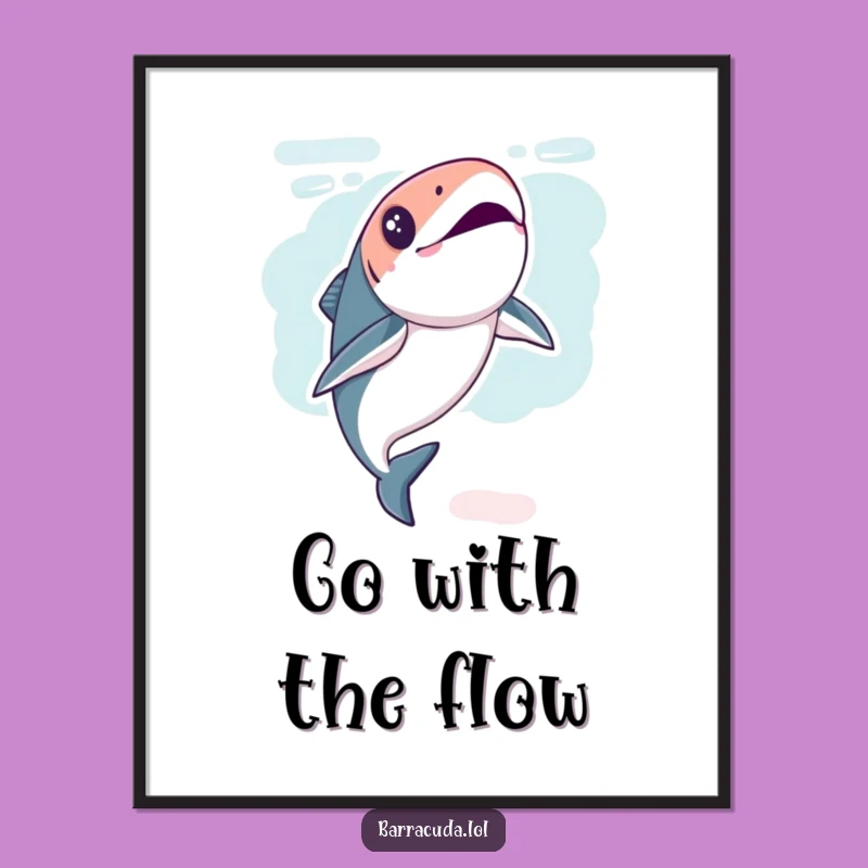 Funny Kawaii Barracuda Flip Poster: Dynamic Underwater Art, Perfect Gift