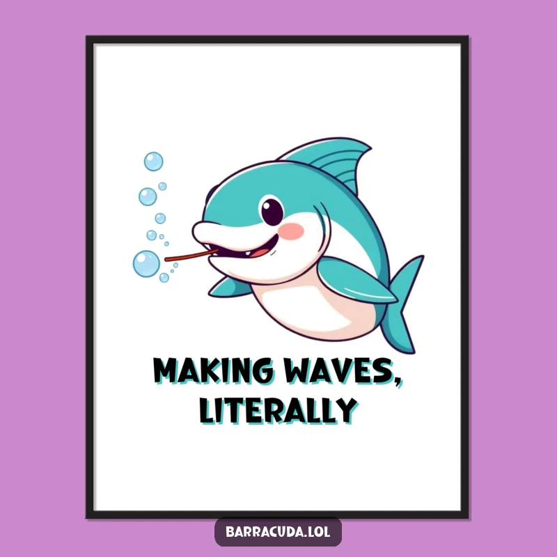 Funny Amused Barracuda Bubble Wall Art Poster - Decorate with Delight!