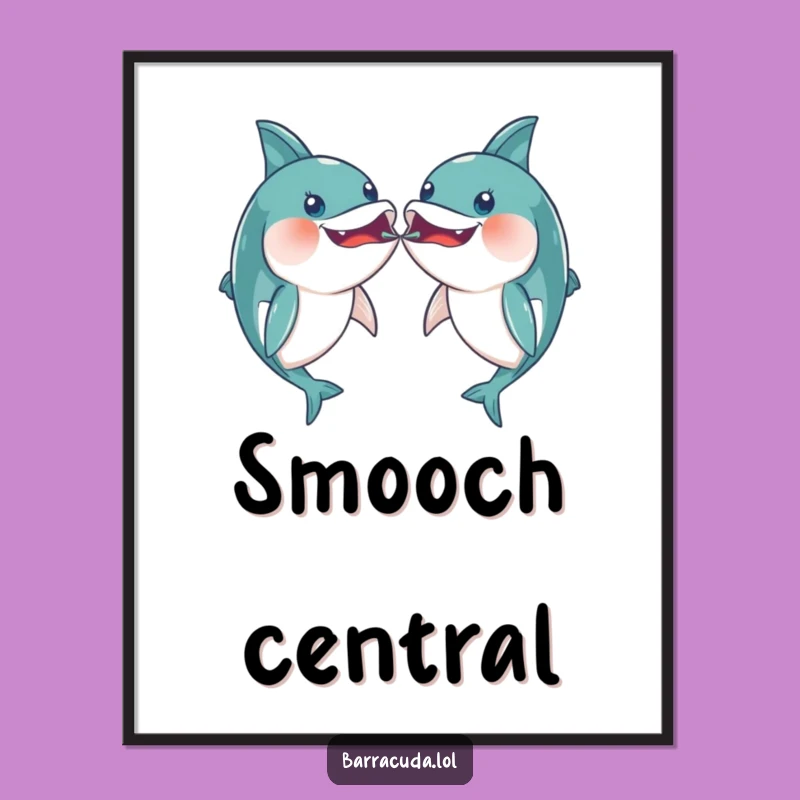 Funny Kawaii Barracuda Art Print: Playful Mouth Bump for Your Wall!