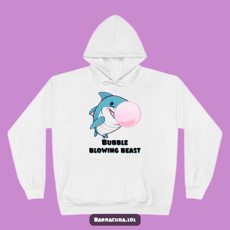 Funny Barracuda Bubble Hoodie - Mischievous Grin Cozy Fish Humor