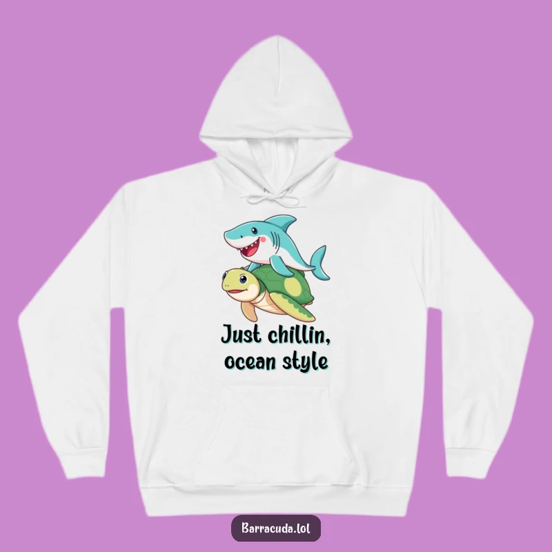 Cozy Funny Barracuda Sea Turtle Hoodie - Warm Joyful Ocean Adventure Apparel