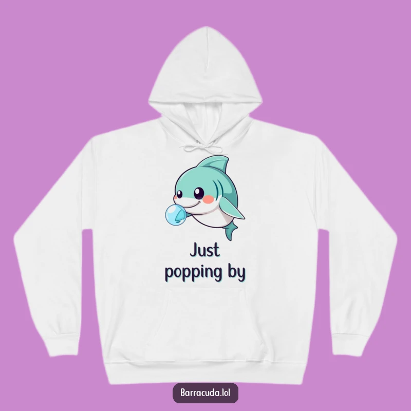 Funny Playful Barracuda Hoodie - Kawaii Nudging Bubbles for Cozy Fun