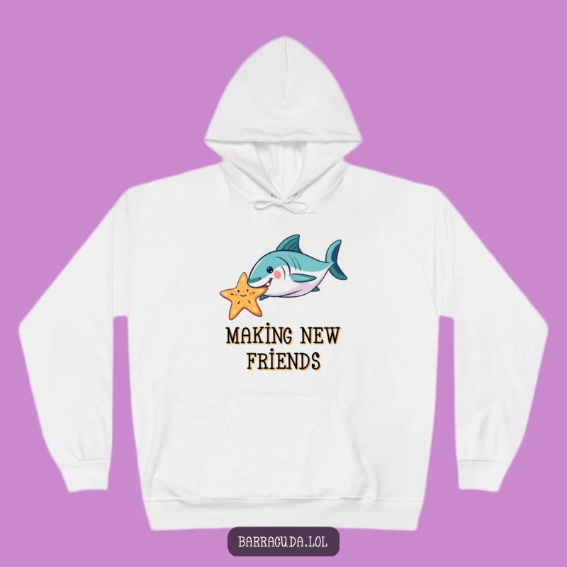 Cozy Funny Barracuda Starfish Hoodie - Warm Playful Ocean Comfort