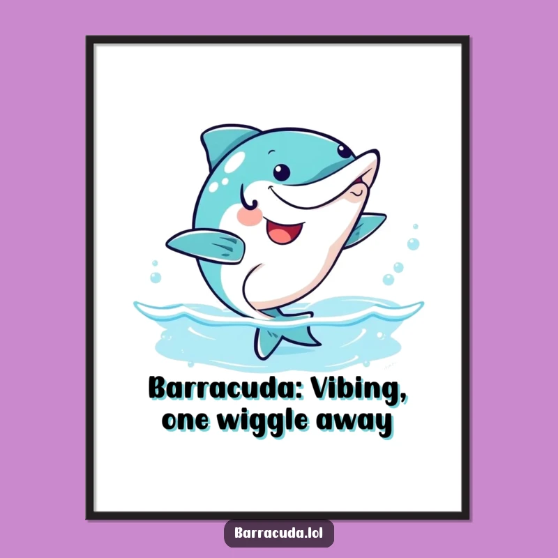 Free Printable Wall Art: Wiggle Dance Barracuda Decor, Funny Downloadable Art Gift