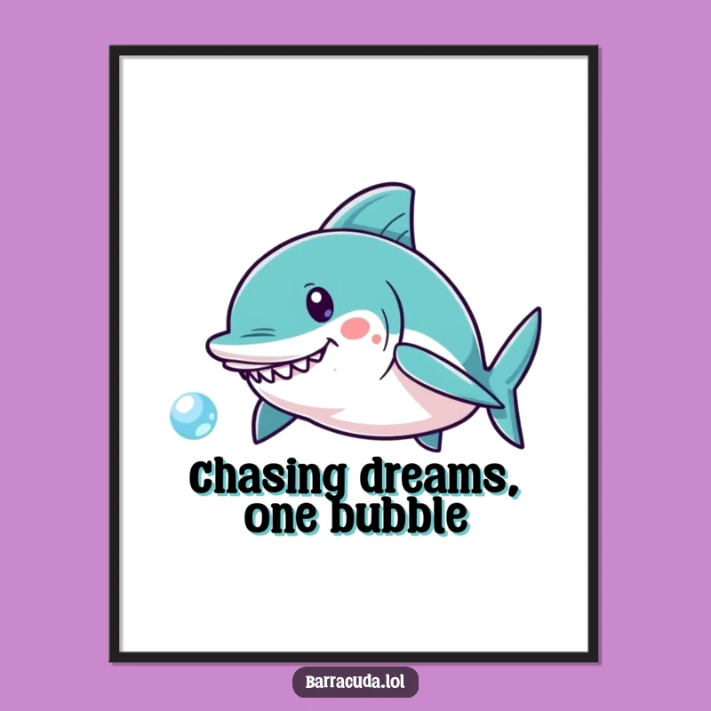 Free Printable Wall Art: Barracuda Bubble Chase, Funny Downloadable Art Decor