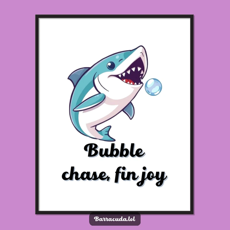Free Printable Wall Art: Barracuda's Playful Bubble Chase for Your Walls