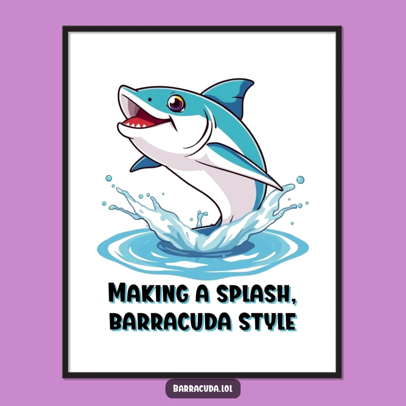 Free Printable Wall Art: Dynamic Barracuda Splash, Humorous Downloadable Decor