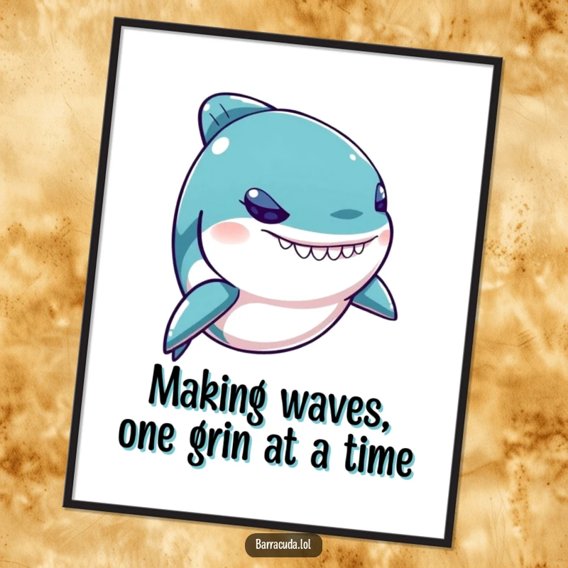 Funny Free Printable Wall Art: Kawaii Barracuda with a Naughty Glint, Ready to Brighten Your Decor