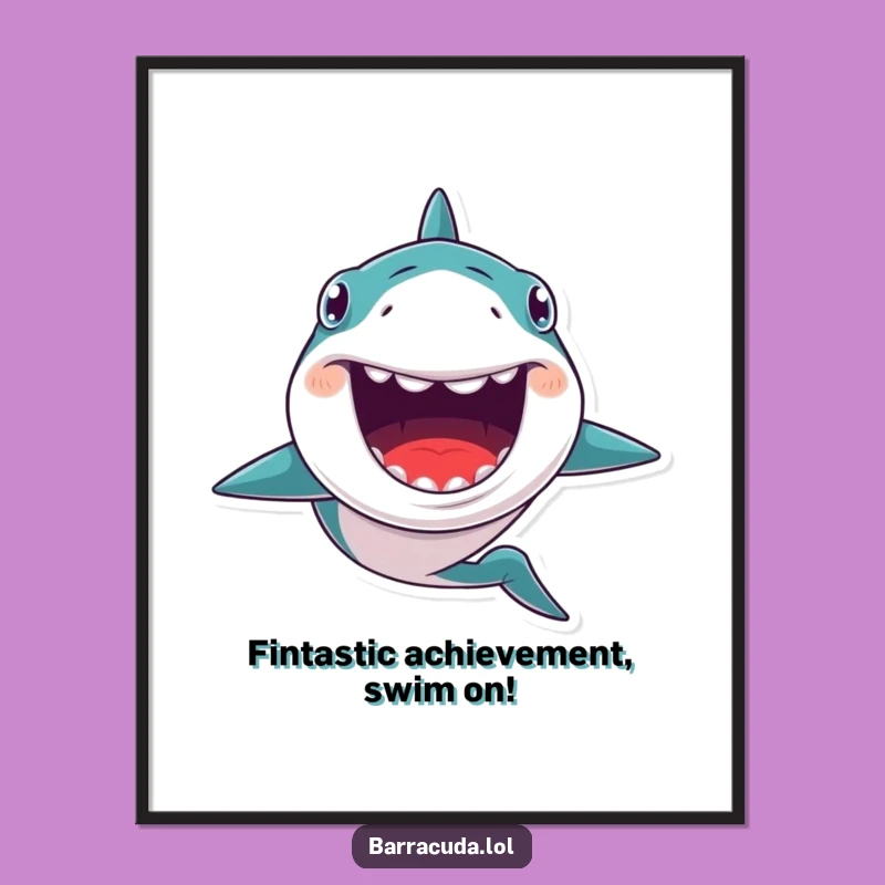 Free Printable Wall Art: Kawaii Barracuda Grin for Aquatic Fun