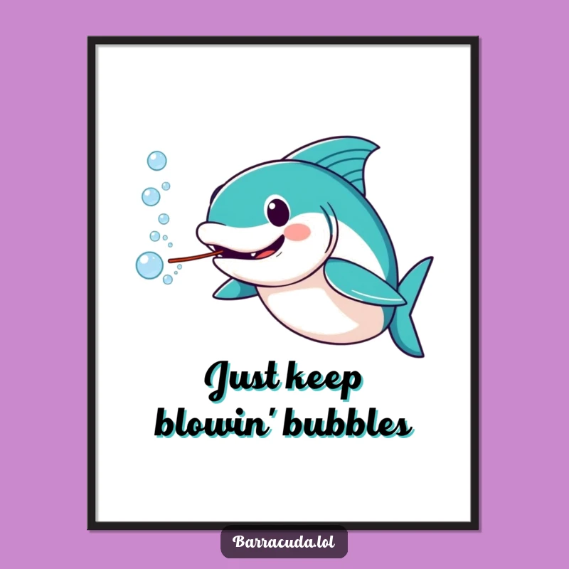 Funny Free Printable Wall Art: Amused Barracuda Bubbles, Quirky Underwater Downloadable Decor