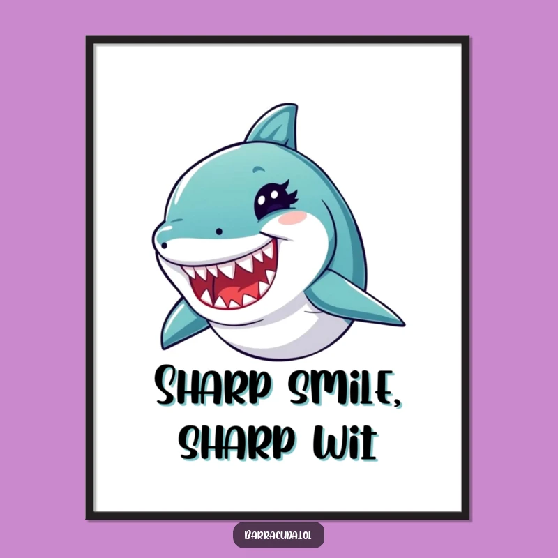 Free Printable Wall Art: Winking Barracuda's Playful Grin for Your Space