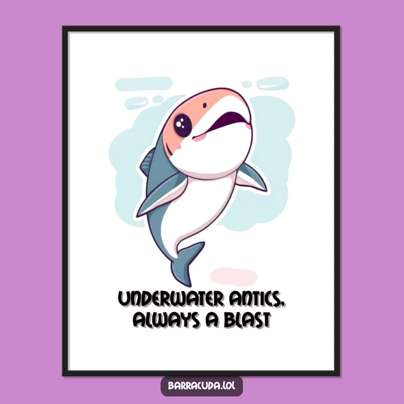 Free Printable Wall Art: Active Kawaii Barracuda, Fun Downloadable Decor for Aquatic Lovers