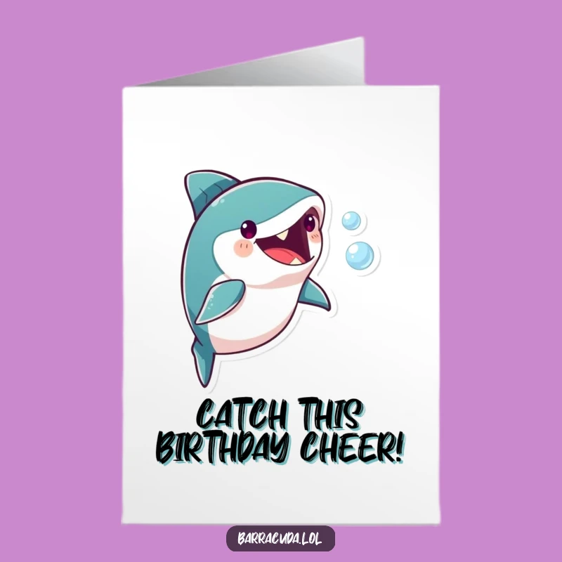 Free Printable Birthday Card: Funny Barracuda Bubble Chase Greeting Card - Downloadable Gift