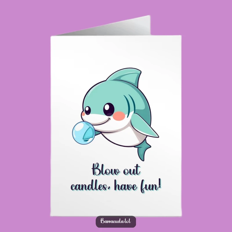 Free Printable Birthday Card: Playful Kawaii Barracuda Bubble Fun, Downloadable Joy Gift