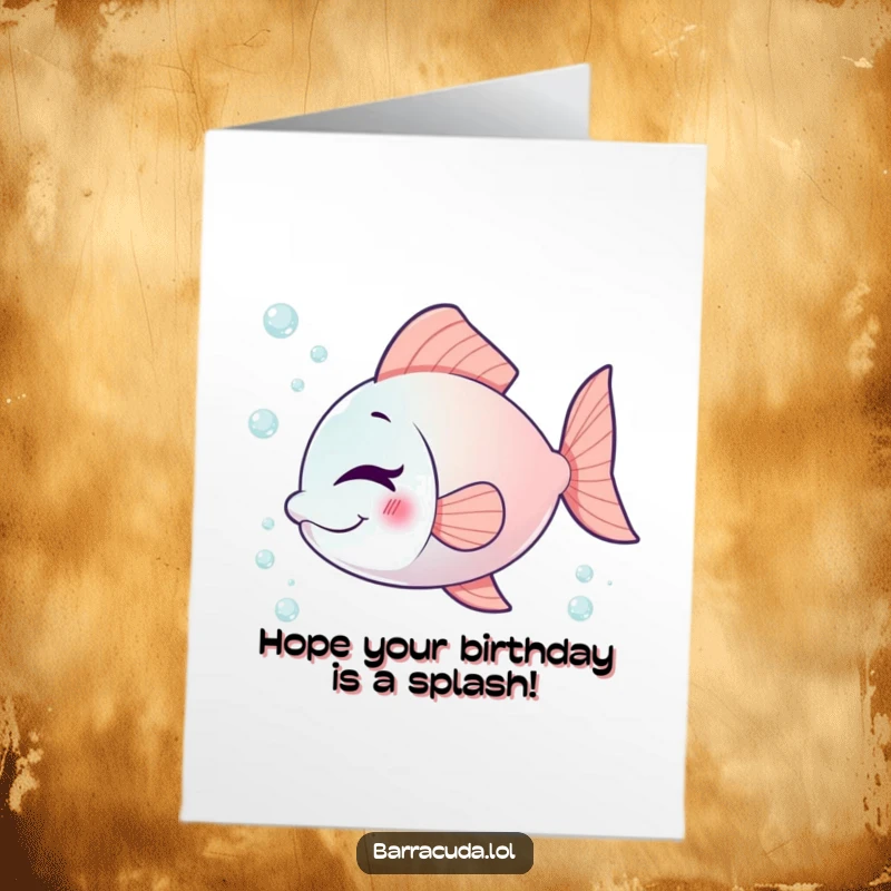 Funny Free Printable Birthday Card: A fish winks mischievously, surrounded by playful bubbles for a cheerful vibe.