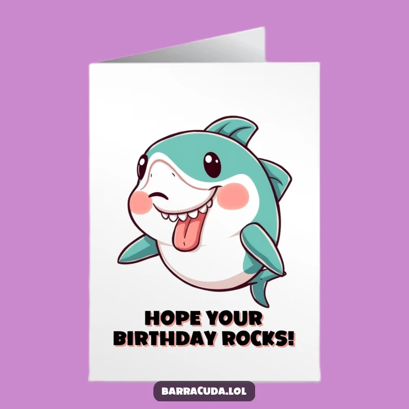 Free Printable Kawaii Barracuda Birthday Card: Goofy Face Download